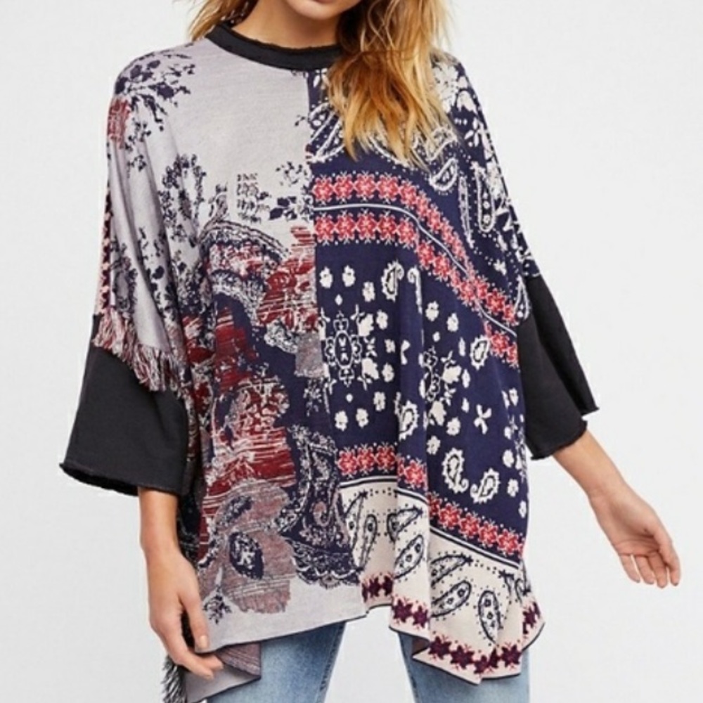 Free People Pieced with Paisley Tunic Sweater